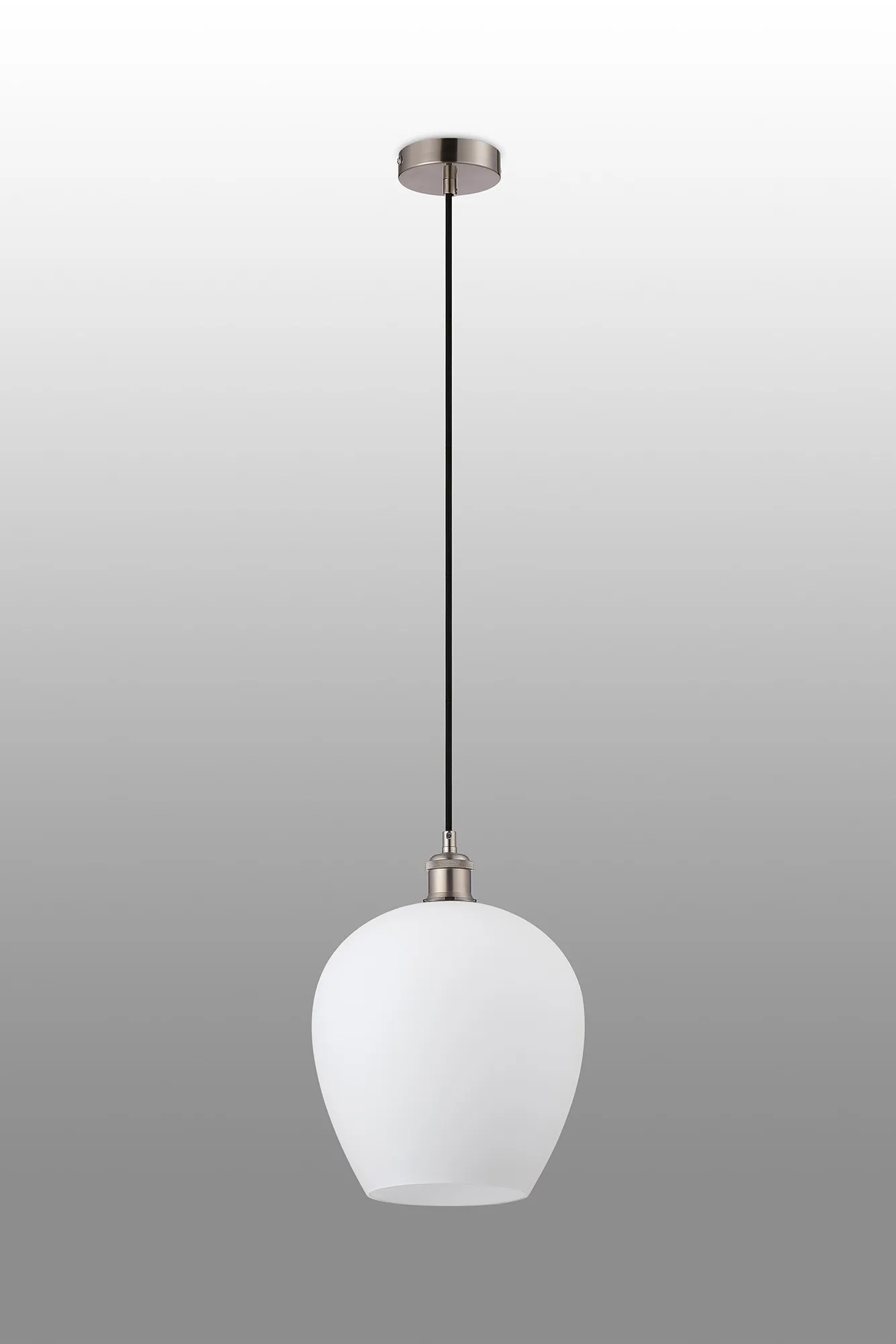 Cawdor Single Pendant, 1 Light E27, Satin Nickel/Black/Opal Wine Glass DK1109  Deco Cawdor